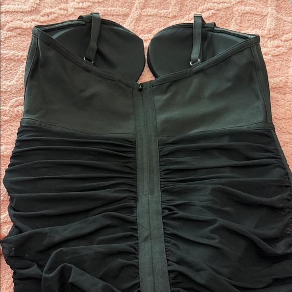 Fashion Nova Midi Black Gathered Dress - Picture 10 of 10